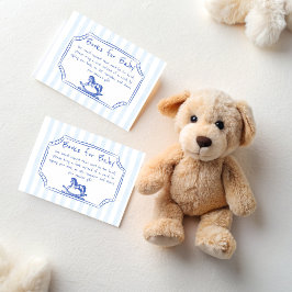 Oh baby blauw schommelend paard schetsboek verzoek informatiekaartje