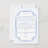 Oh baby blauw schommelpaard schets baby shower bedankkaart (Achterkant)