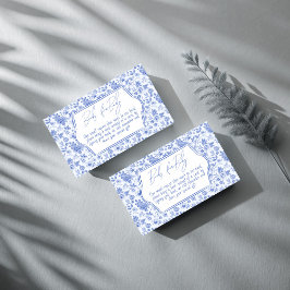 Oh baby blauw toile baby shower boek aanvraag informatiekaartje