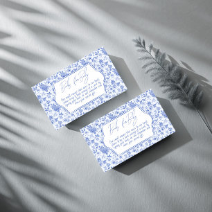 Oh baby blauw toile baby shower boek aanvraag informatiekaartje