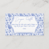 Oh baby blauw toile baby shower luier verloting informatiekaartje (Voorkant)