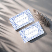 Oh baby blauw toile baby shower luier verloting informatiekaartje