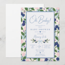 Oh Baby Blauwe Bosbes Baby Shower Uitnodiging
