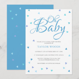 Oh Baby Blauwe Liefde Harten Baby shower / Sprinkl Kaart