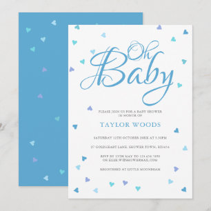 Oh Baby Blauwe Liefde Harten Baby shower / Sprinkl Kaart