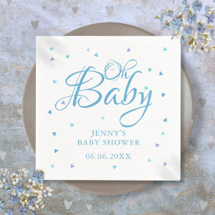 Oh Baby Blauwe Liefde Harten Baby shower / Sprinkl Servet
