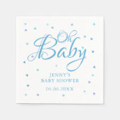 Oh Baby Blauwe Liefde Harten Baby shower / Sprinkl Servet (Voorkant)