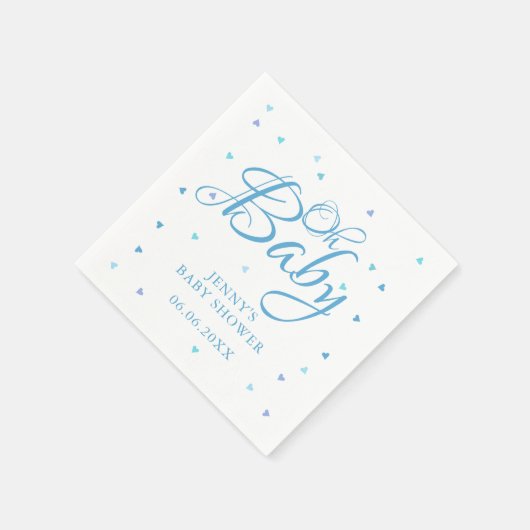 Oh Baby Blauwe Liefde Harten Baby shower / Sprinkl Servet (Hoek)