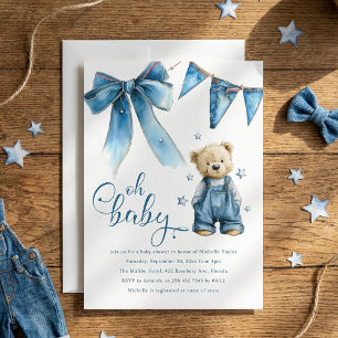 Oh Baby   Blauwe Spijker Baby Denim Baby Shower Kaart