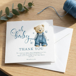 Oh Baby Blauwe Spijkerbaby Denim Baby Shower Bedankkaart