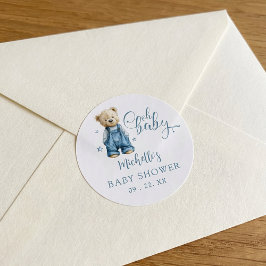 Oh Baby Blauwe Spijkerbroek Baby Denim Baby Shower Ronde Sticker