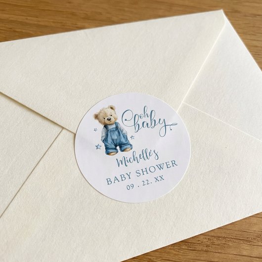 Oh Baby Blauwe Spijkerbroek Baby Denim Baby Shower Ronde Sticker