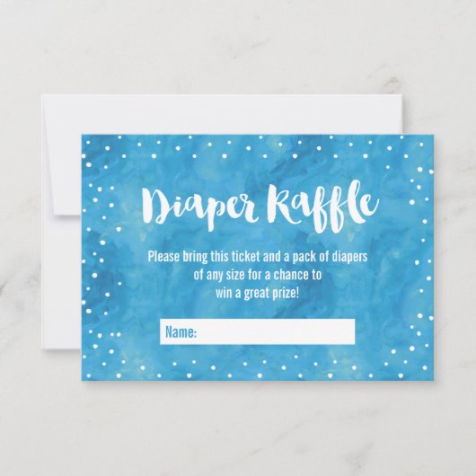 Oh Baby Blauwe Waterverf Baby shower Luier Raffle Kaart (Voorkant)