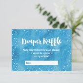 Oh Baby Blauwe Waterverf Baby shower Luier Raffle Kaart (Staand voorkant)