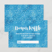 Oh Baby Blauwe Waterverf Baby shower Luier Raffle Kaart (Voorkant / Achterkant)