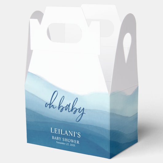 Oh Baby Blauwe Waterverf Ombre Bedankdoosjes (Geopend)