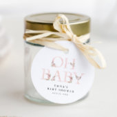 Oh Baby Bloemen Typografie Roze Baby shower Bedankjes Labels