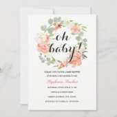 Oh Baby Bloemenkrans Baby shower Uitnodiging (Voorkant)