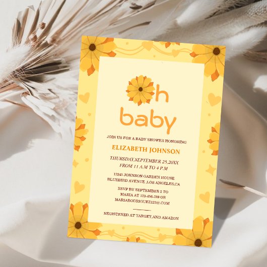 Oh baby bloemenschattig baby shower kaart