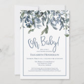 Oh Baby Blue Baby shower Kaart (Voorkant)