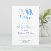 Oh Baby Blue Baby shower Kaart (Staand voorkant)
