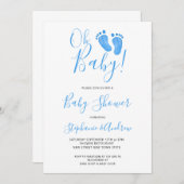 Oh Baby Blue Baby shower Kaart (Voorkant / Achterkant)