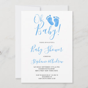 Oh Baby Blue Baby shower Kaart