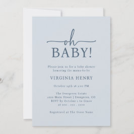 Oh Baby Blue Baby shower Kaart
