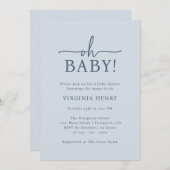 Oh Baby Blue Baby shower Kaart (Voorkant / Achterkant)