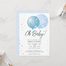 Oh Baby Blue Balloons Baby shower Kaart