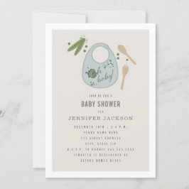 Oh Baby Blue Bib Peas Boy Baby shower Kaart