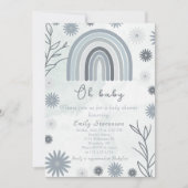 Oh Baby Blue Boho Bloemen Baby shower Kaart (Voorkant)