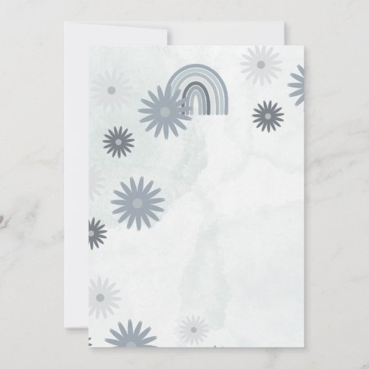 Oh Baby Blue Boho Bloemen Baby shower Kaart (Achterkant)