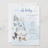 Oh Baby Blue Boho Boy Baby shower Invitation Kaart (Voorkant)