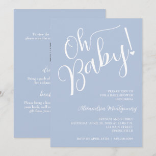 Oh Baby! Blue Boy Baby shower QR-code Kaart
