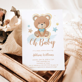 Oh Baby Blue Boy Teddy Bear Baby shower Kaart