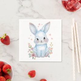 Oh Baby, Blue Bunny Shower Party Pastel Servet