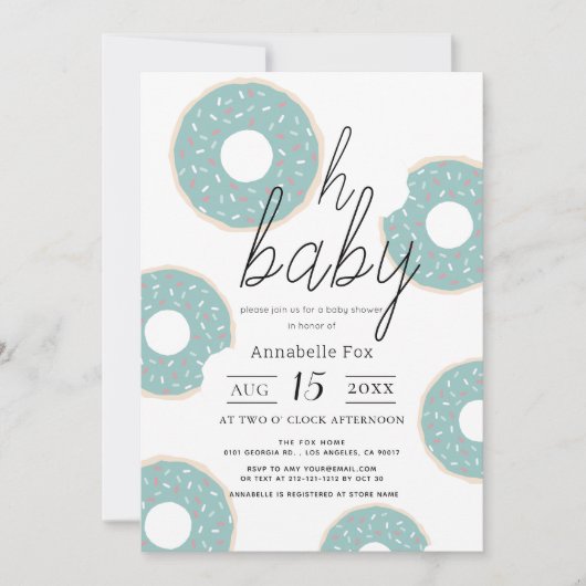 Oh Baby Blue Donut Boy Baby shower Kaart (Voorkant)