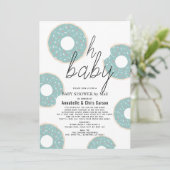 Oh Baby Blue Donut Boy Baby shower per post Kaart (Staand voorkant)