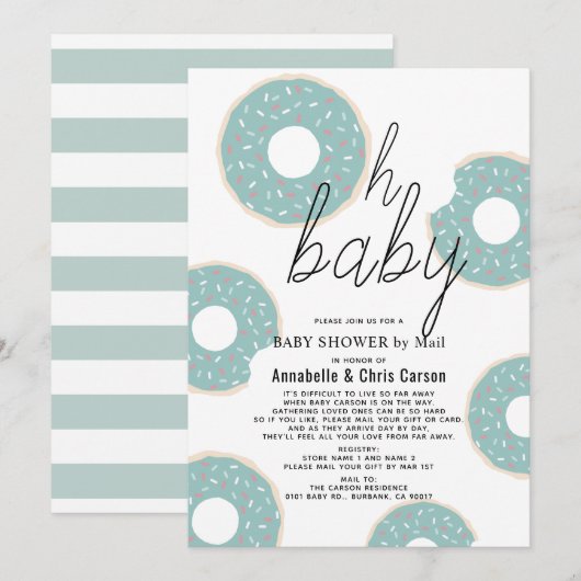Oh Baby Blue Donut Boy Baby shower per post Kaart (Voorkant / Achterkant)