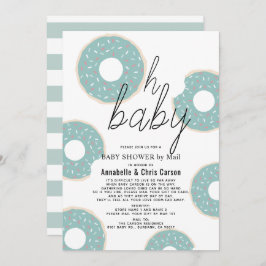 Oh Baby Blue Donut Boy Baby shower per post Kaart