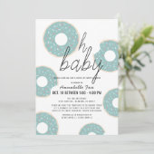 Oh Baby Blue Donut Boy Drive-by Baby shower Kaart (Staand voorkant)