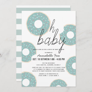 Oh Baby Blue Donut Boy Drive-by Baby shower Kaart