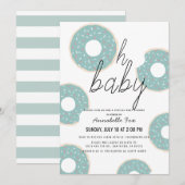 Oh Baby Blue Donut Boy Virtual Baby shower Kaart (Voorkant / Achterkant)