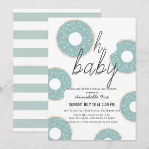 Oh Baby Blue Donut Boy Virtual Baby shower Kaart