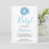 Oh Baby Blue Donut Boy's Baby shower Uitnodiging (Staand voorkant)