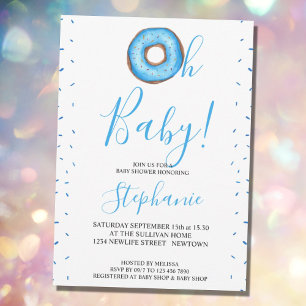 Oh Baby Blue Donut Boy's Baby shower Uitnodiging