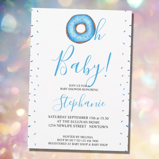 Oh Baby Blue Donut Boy's Baby shower Uitnodiging