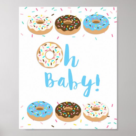 Oh Baby Blue Donut Sprinkle Baby shower Sign. Poster (Voorkant)