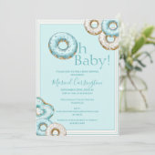 Oh Baby Blue Donuts Waterverf Baby shower Kaart (Staand voorkant)